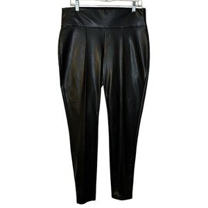 Nine West leggings black faux leather front seam ankle pants women’s large